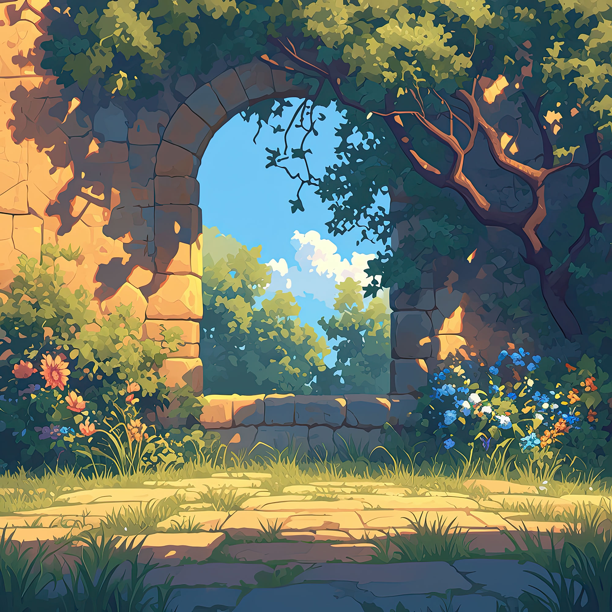 Preview for Serene-archway-lush-garden-interior-backdrop-background-88790