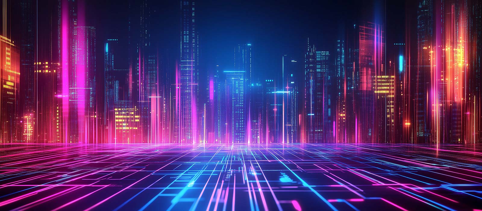Preview for Neon-futuristic-cityscape-grid-website-hero-background-eb86d