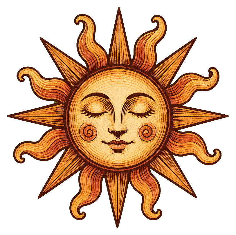 Preview for Woodcut Sun Face Sticker