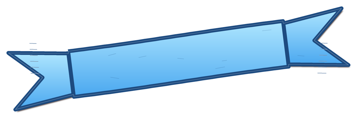Sky blue folded ribbon banner with pointed ends and blank center space