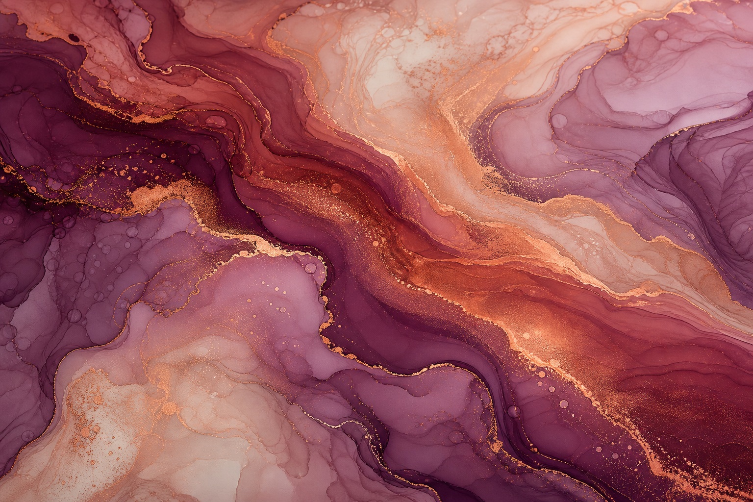 Plum and copper alcohol ink swirls forming a marbled abstract background