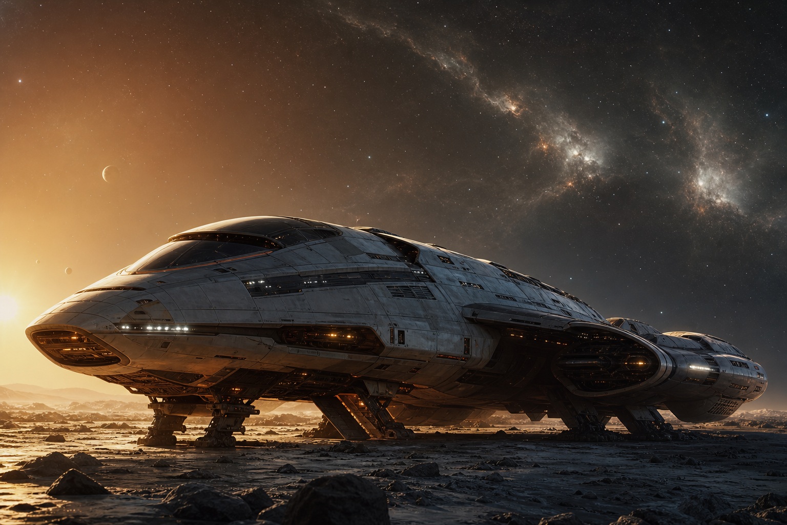 Preview for Futuristic Spacecraft Dawn Background