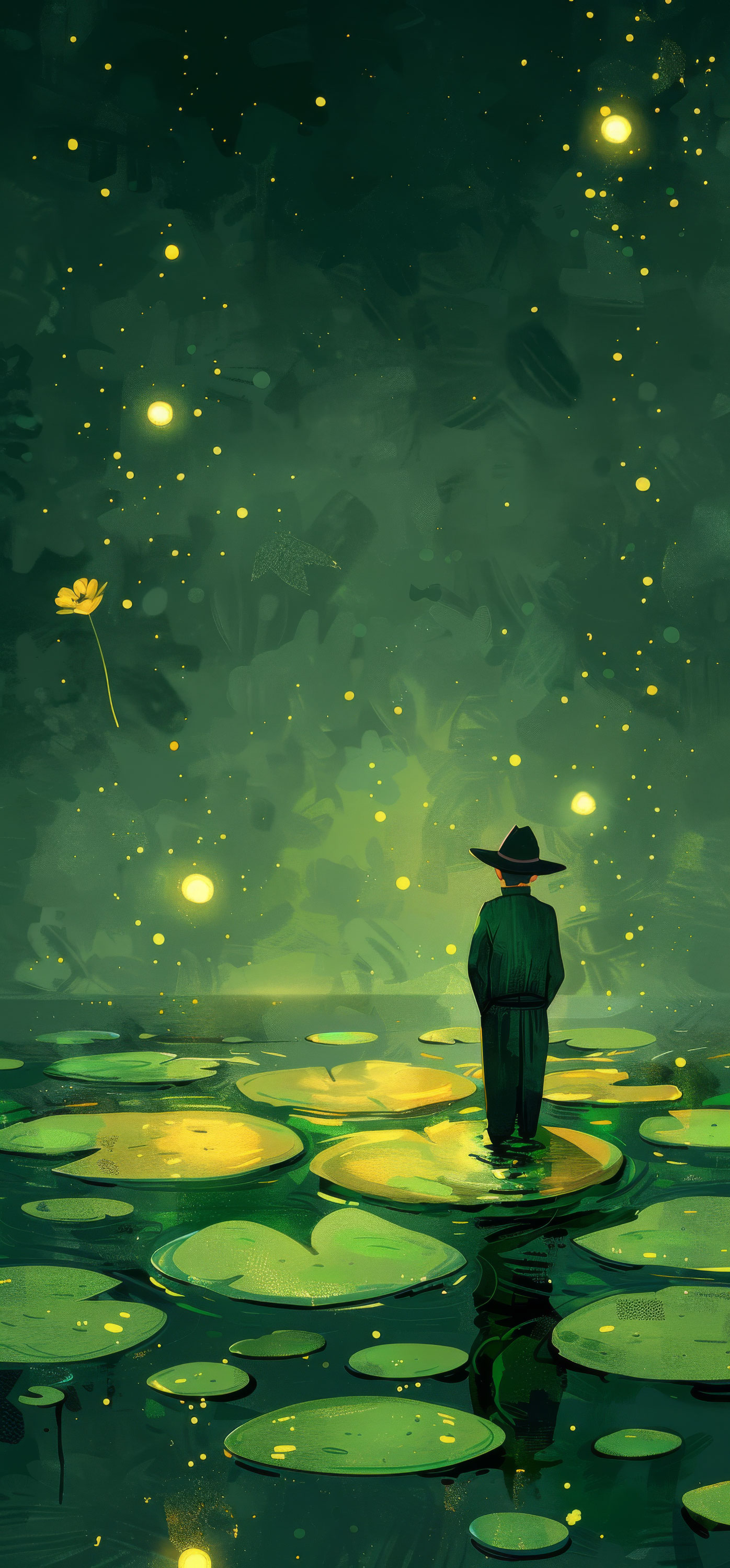 Preview for Mystical-pond-lily-pads-fireflies-st-patricks-background-9262a