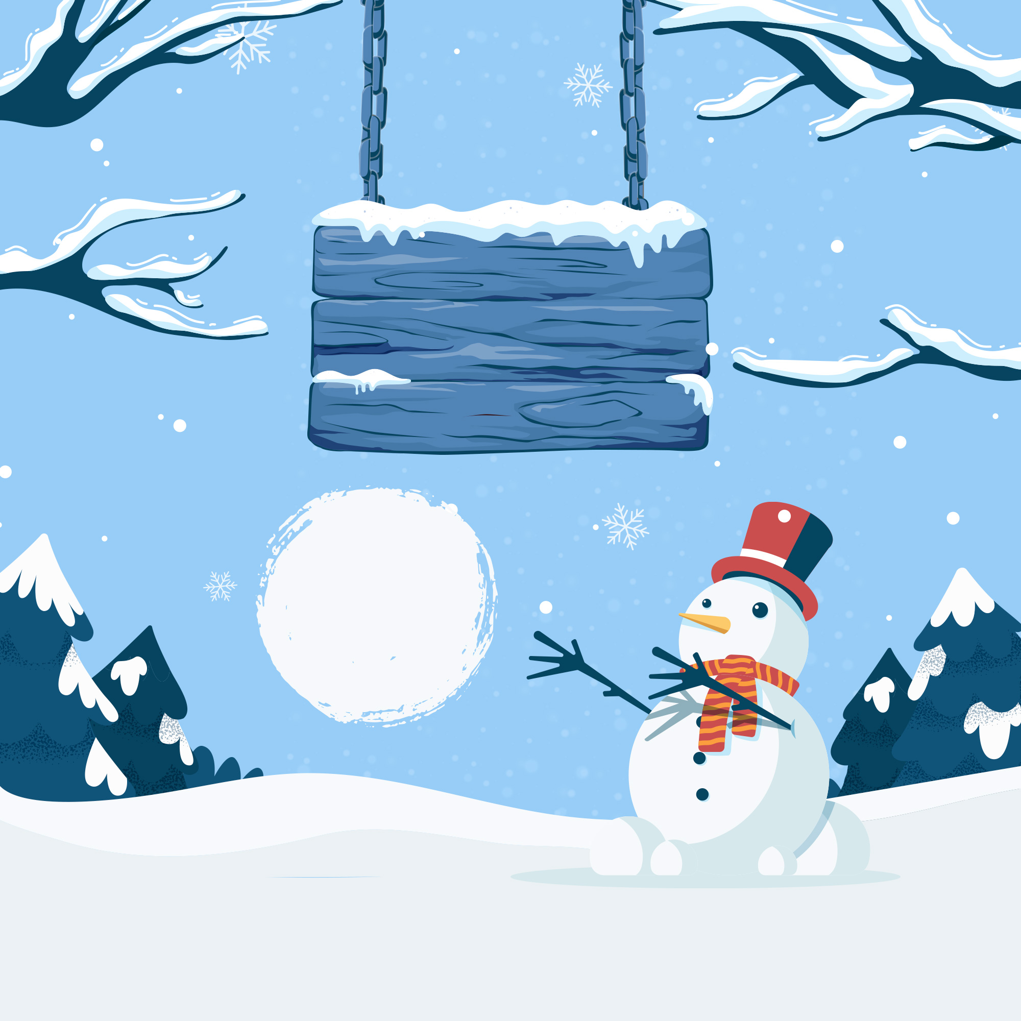 Preview for Winter-snowman-swing-scene-christmas-background-3b6ce