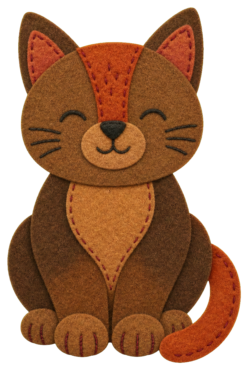 Preview for Brown Felt Cat Sticker Graphic