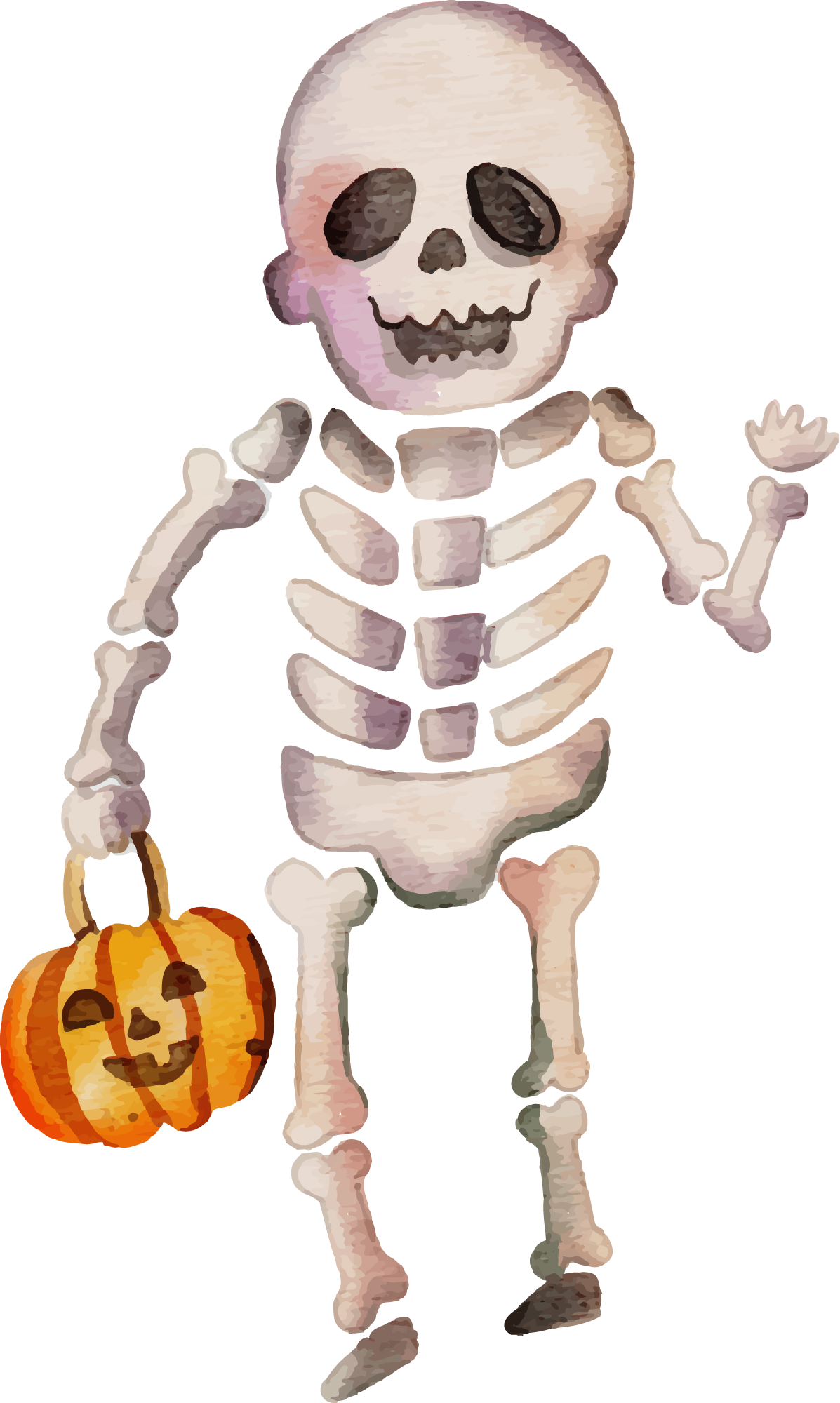 Preview for Halloween-skeleton-pumpkin-halloween-watercolor-sticker-5da0a