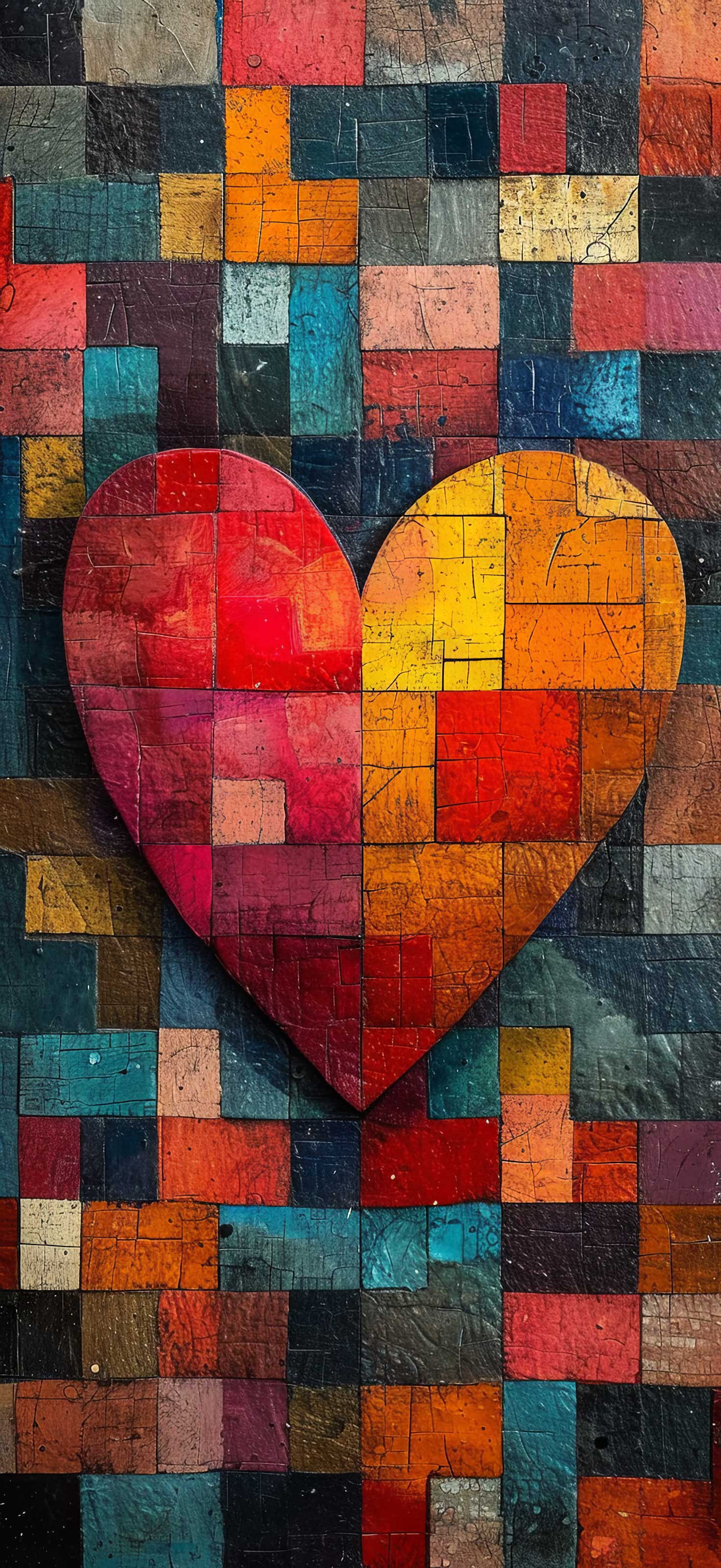 Preview for Mosaic-heart-art-heart-phone-background-571a1