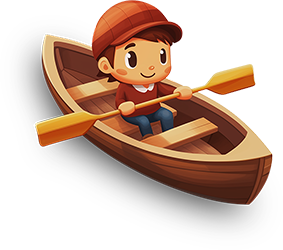 Preview for Cartoon-boy-rowing-boat-character-sticker-be39d