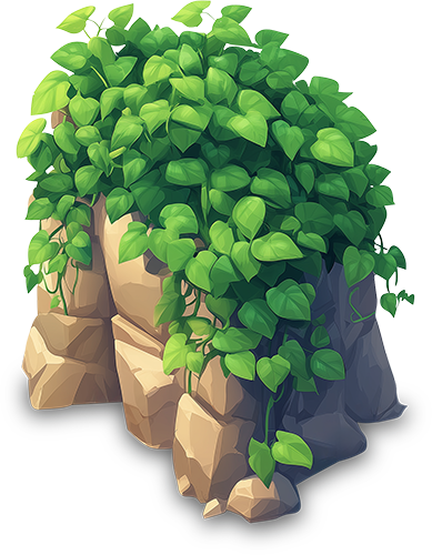 Preview for Rocky-cliff-lush-greenery-bush-sticker-d9297
