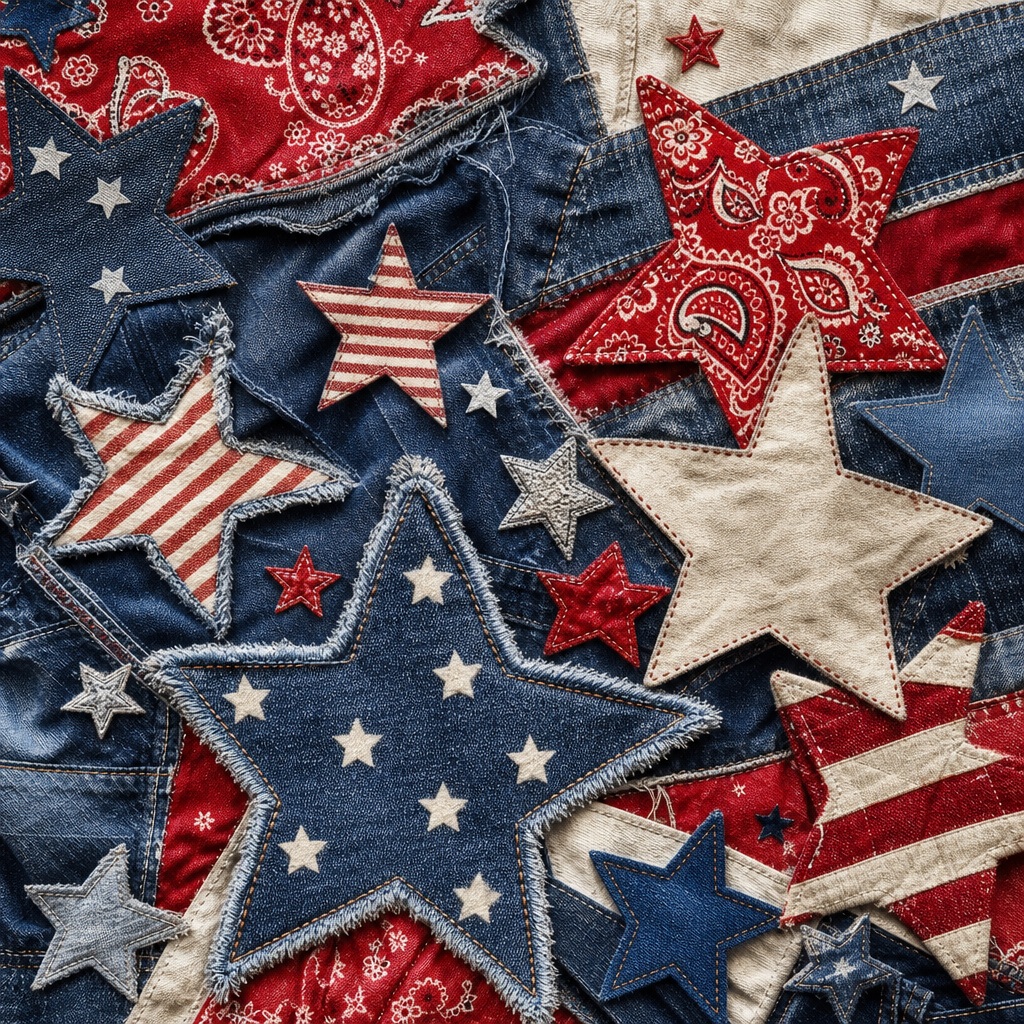 Preview for Patriotic Denim Stars Background