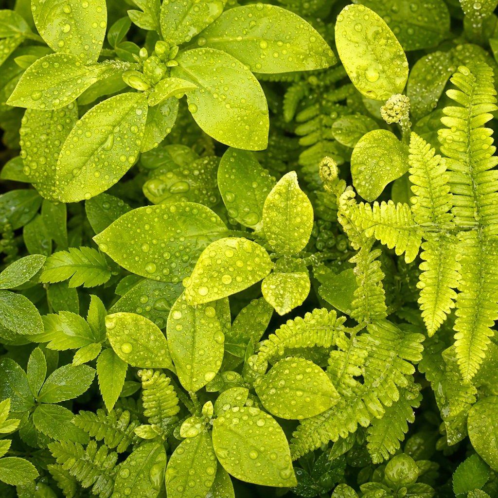 Preview for Rain-dappled Green Leaves Background