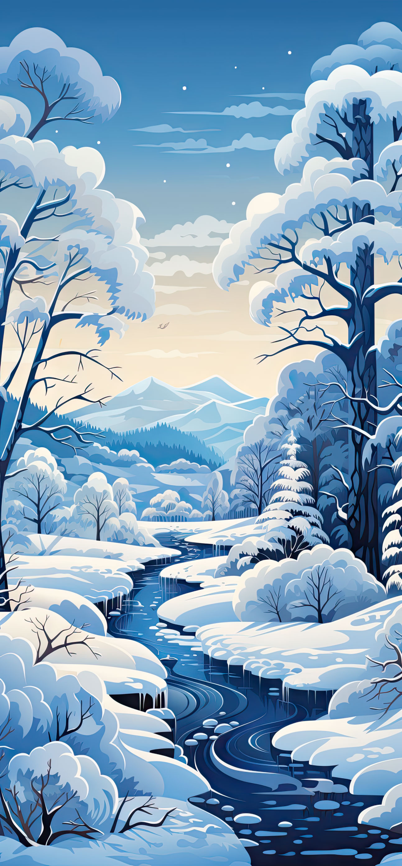 Preview for Serene-winter-landscape-illustration-christmas-phone-background-0962c