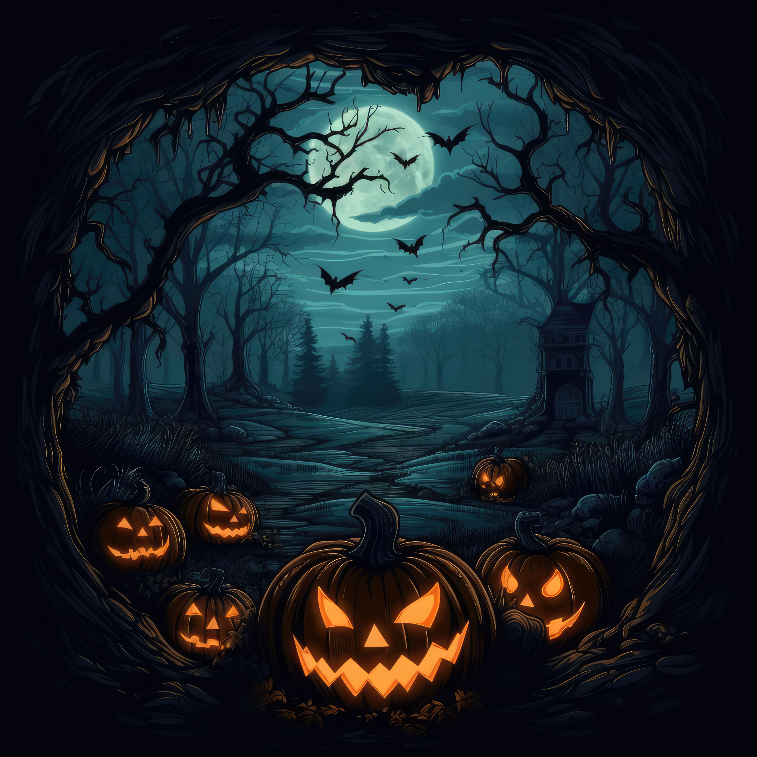 Preview for Halloween-night-scene-pumpkins-spooky-halloween-background-58a00