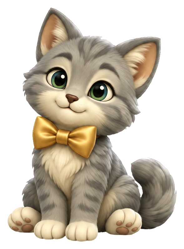 Preview for 3d Kitten Pals Gray Bow