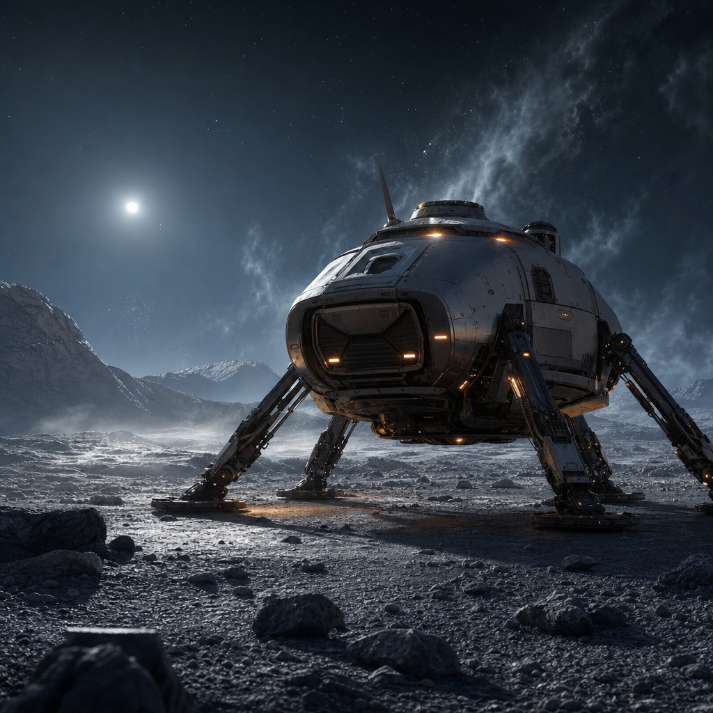 Preview for Moonlit Planetary Lander Stock Background