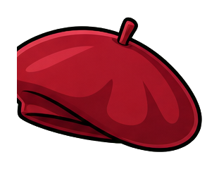 Red beret hat sticker with a simple glossy design