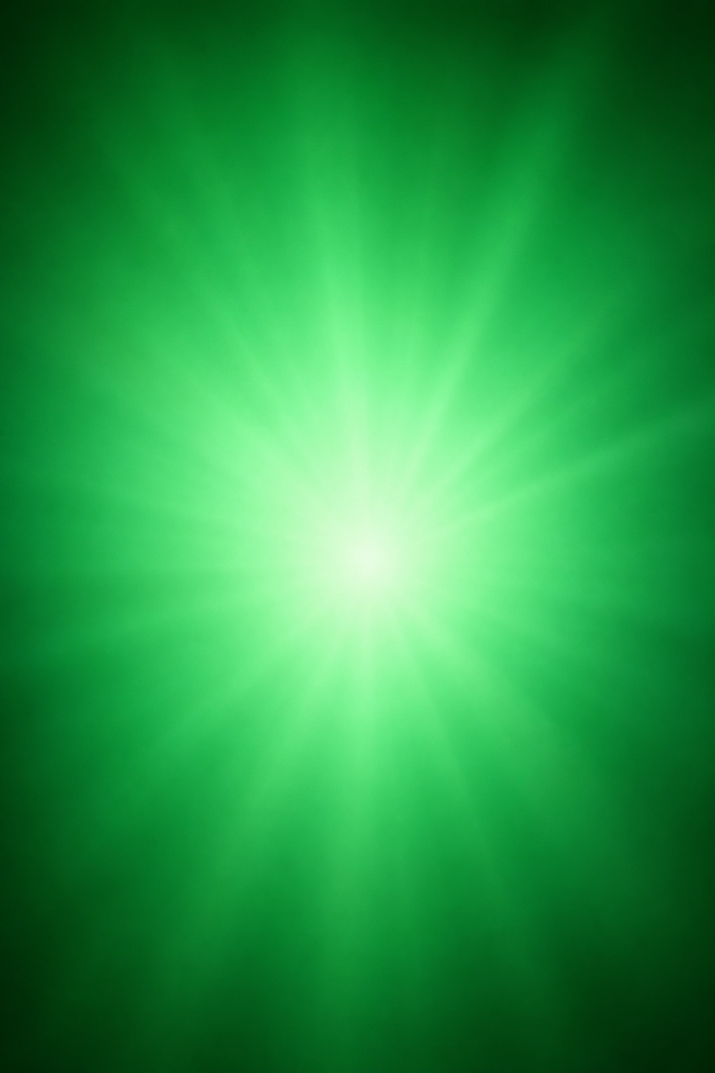 Bright green radial glow fading into darker edges with soft luminous beams