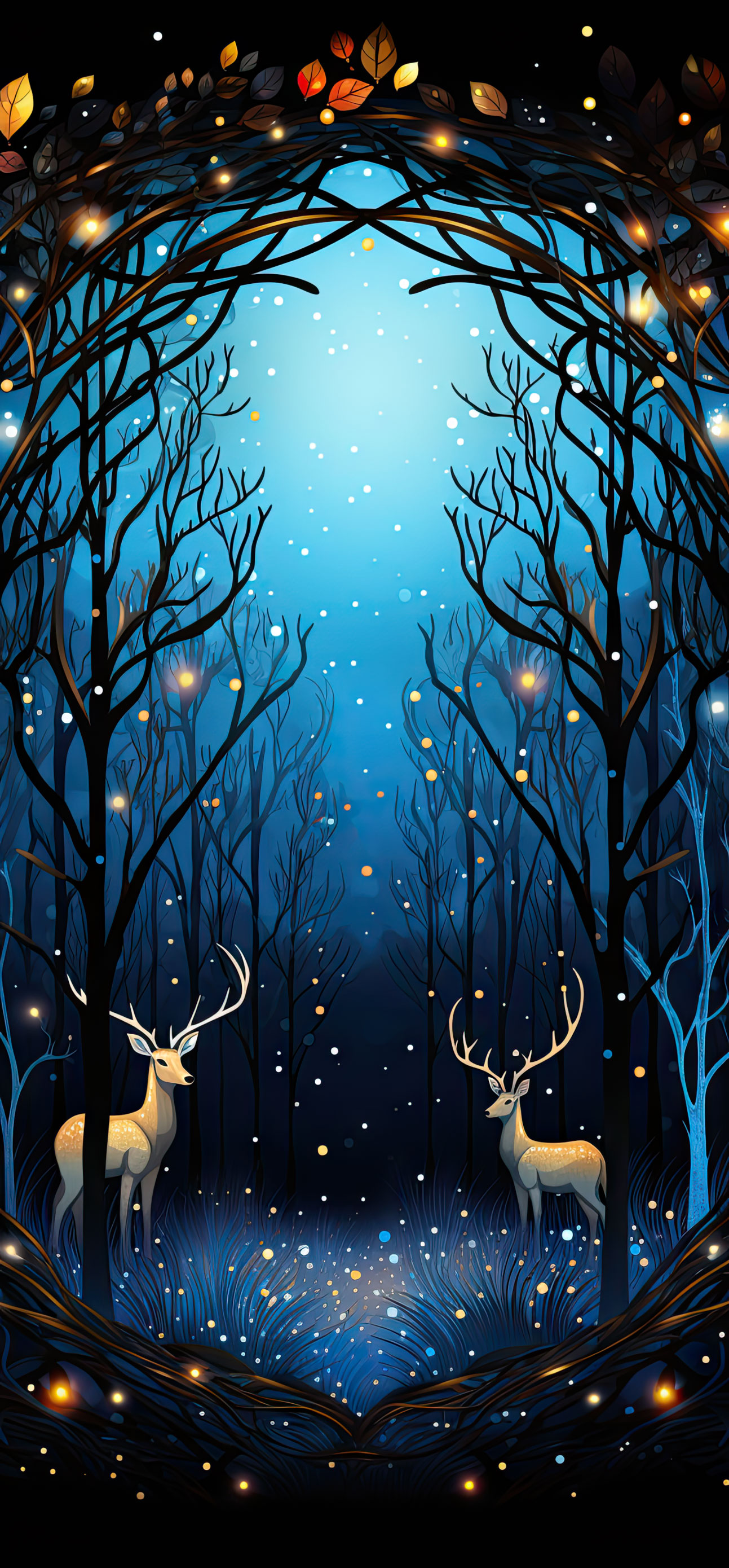Preview for Enchanted-forest-deer-illustration-christmas-phone-background-b0015