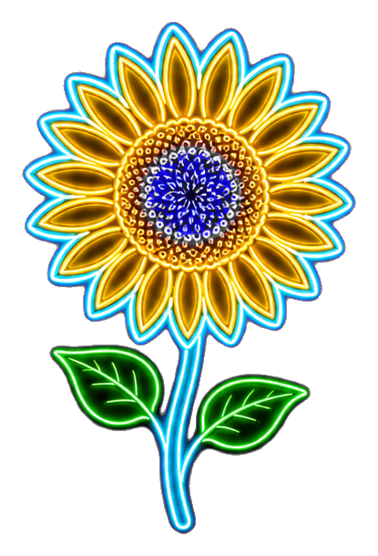 Preview for Neon Cyan And Gold Sunflower Sticker