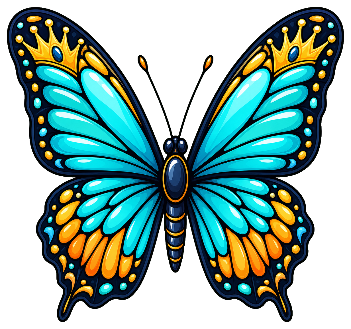 Preview for Gold Cyan Butterfly Crown Sticker