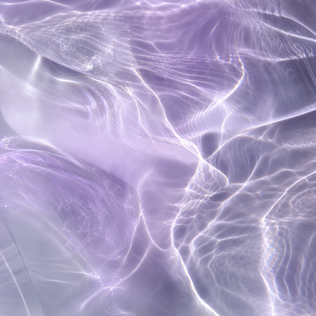 Abstract lavender glass-like light refractions with soft flowing shadow lines