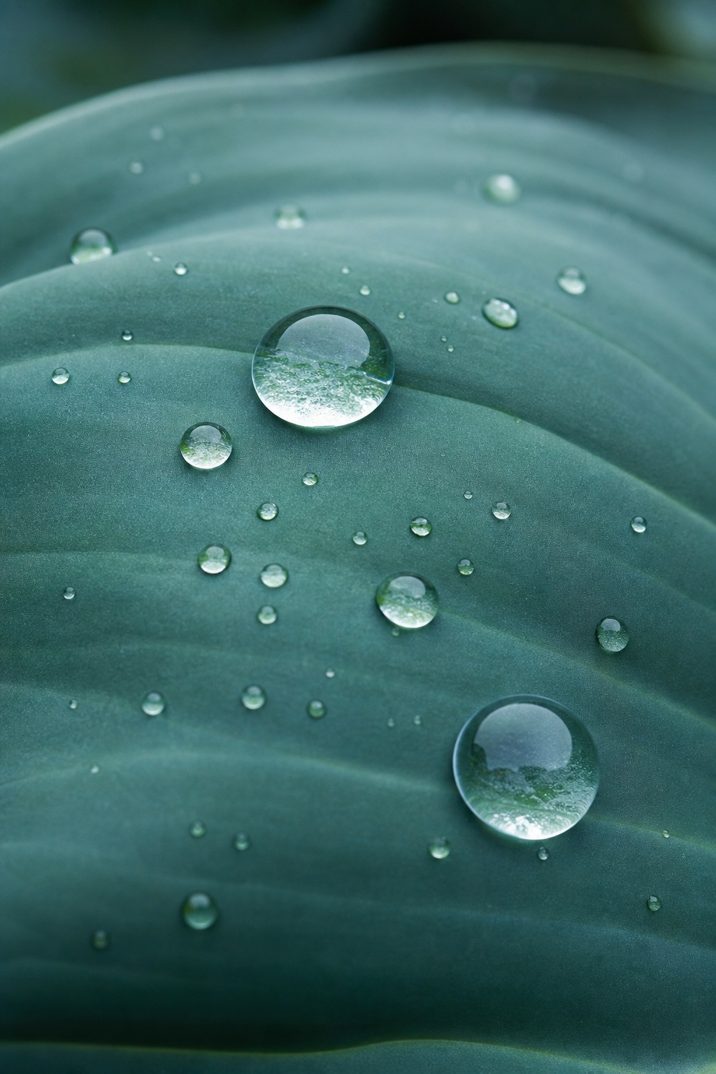 Preview for Blue Green Leaf Water Droplets Background