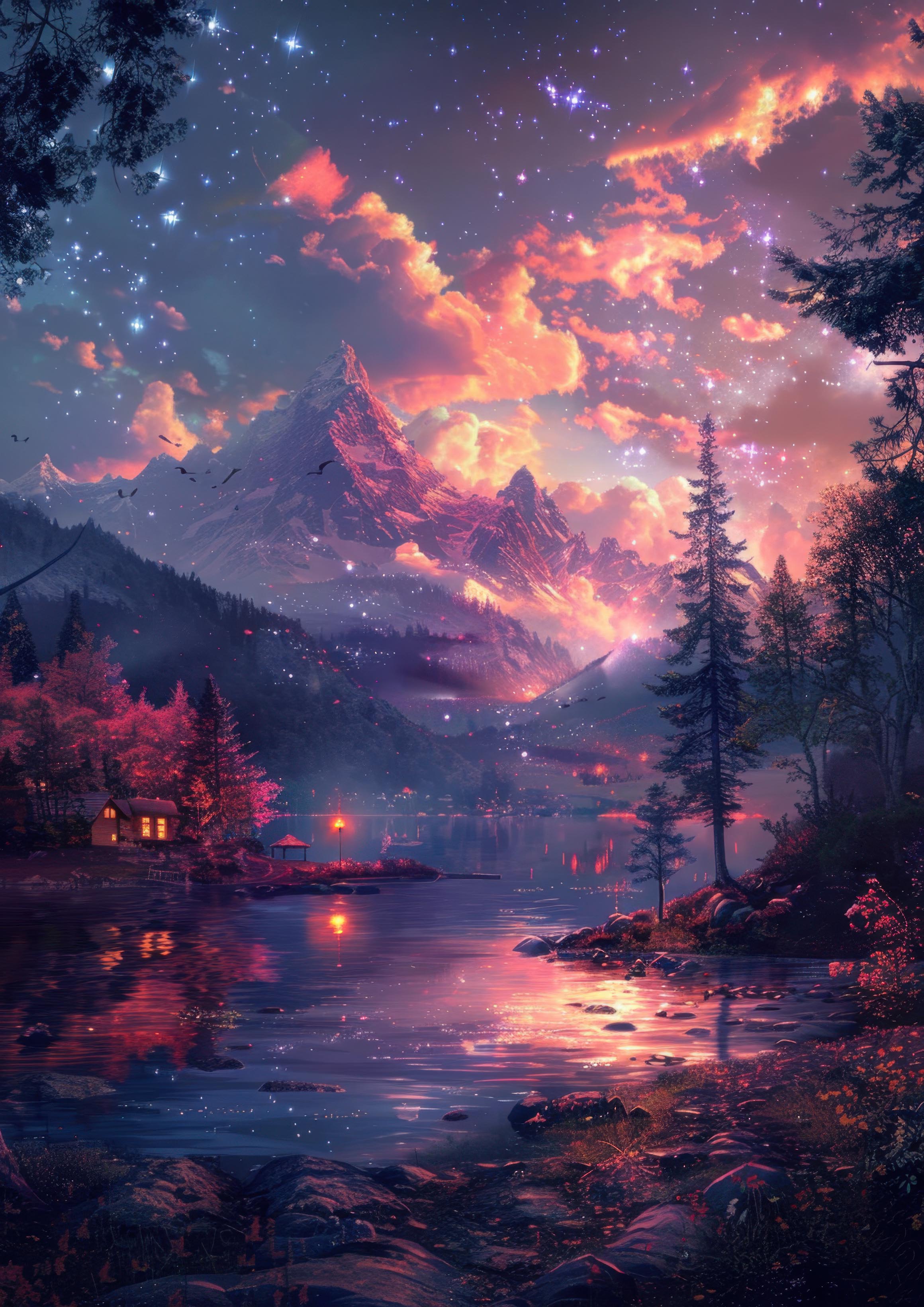 Preview for Serene-mountain-landscape-dusk-astrophotography-photo-background-83c4c