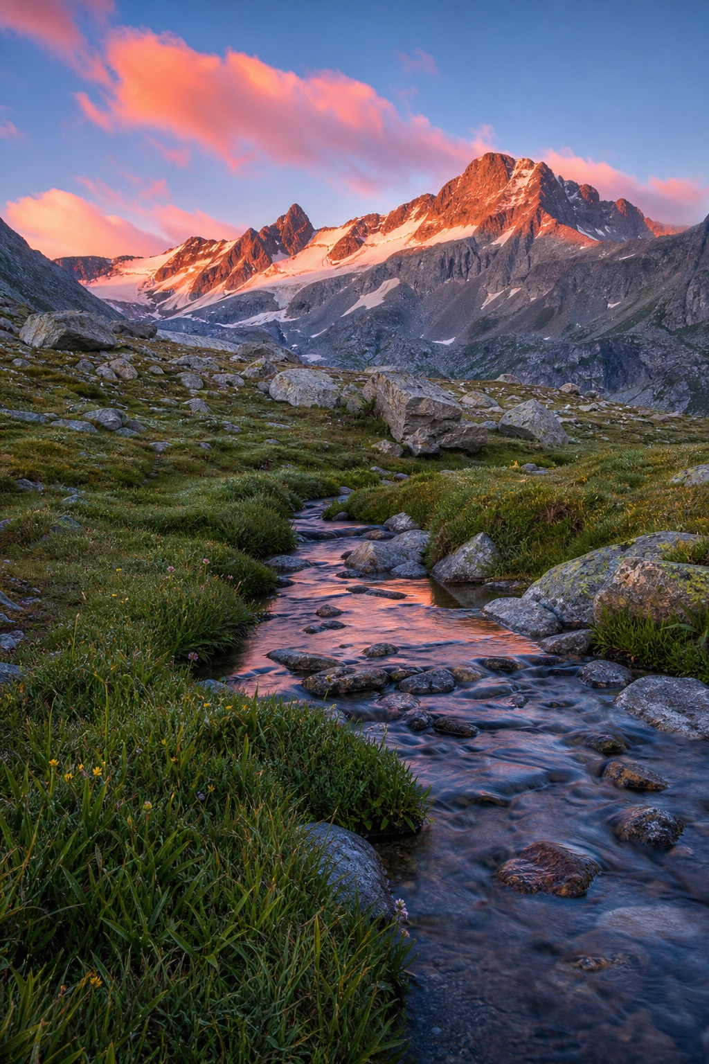 Preview for Alpine Sunrise Reflection Stock Background