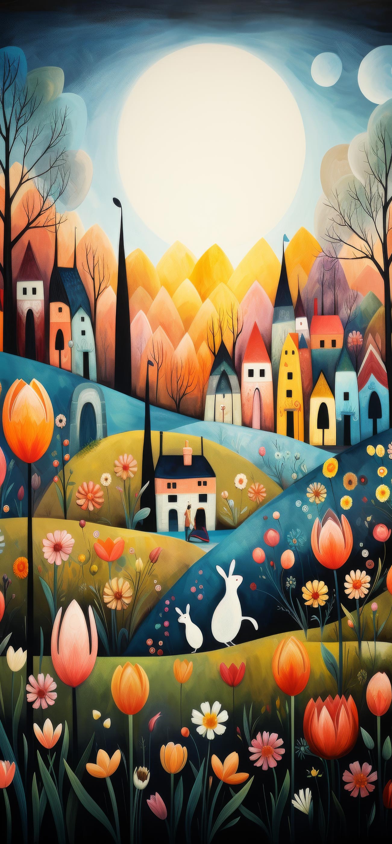 Preview for Moonlit-village-scene-easter-phone-background-0bb45
