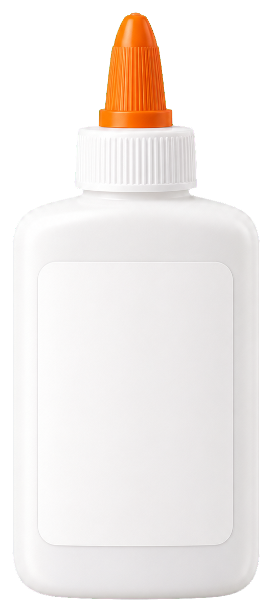 Blank white school glue bottle with an orange cap