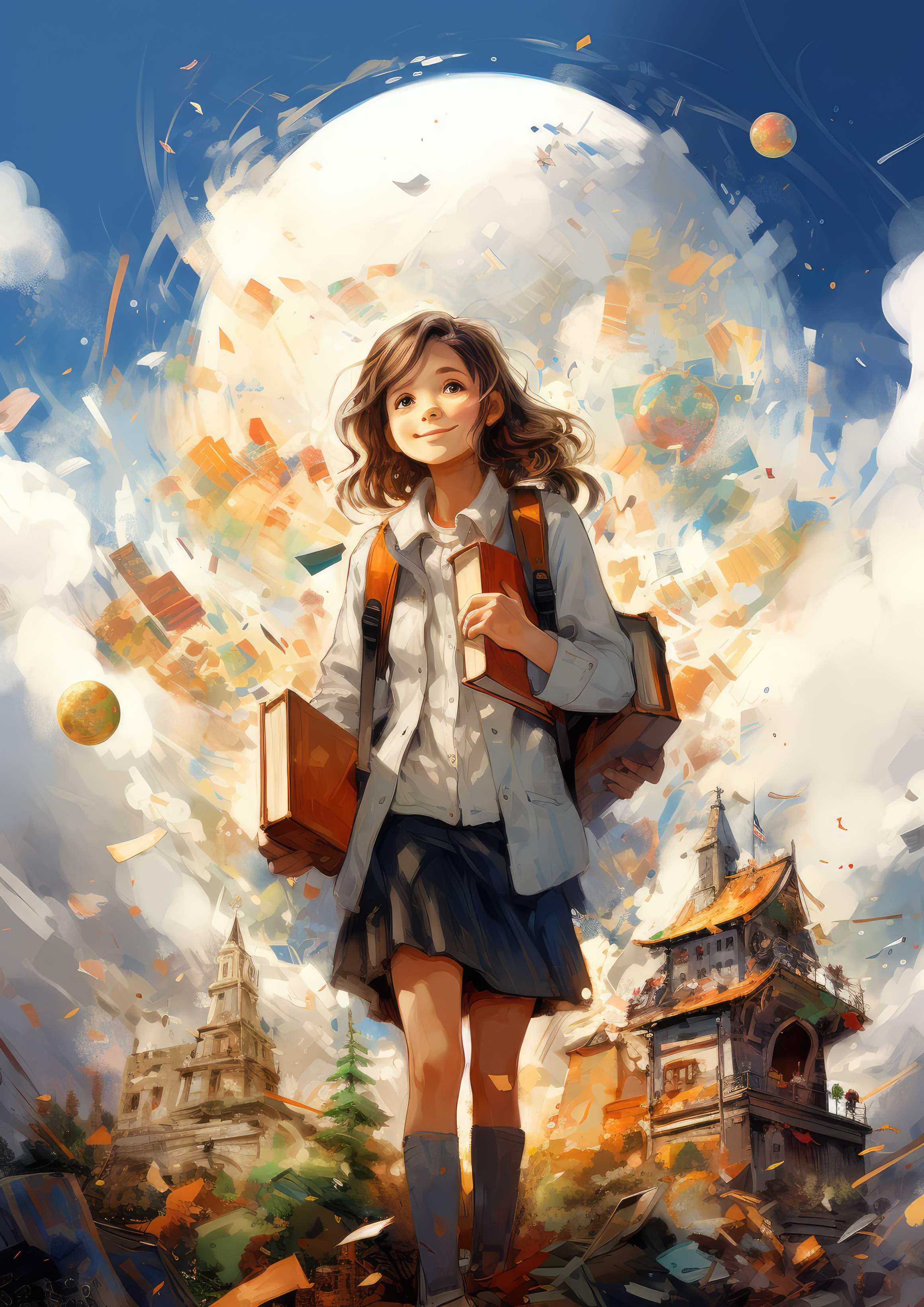 Preview for Student-with-backpack-and-books-anime-background-c214a