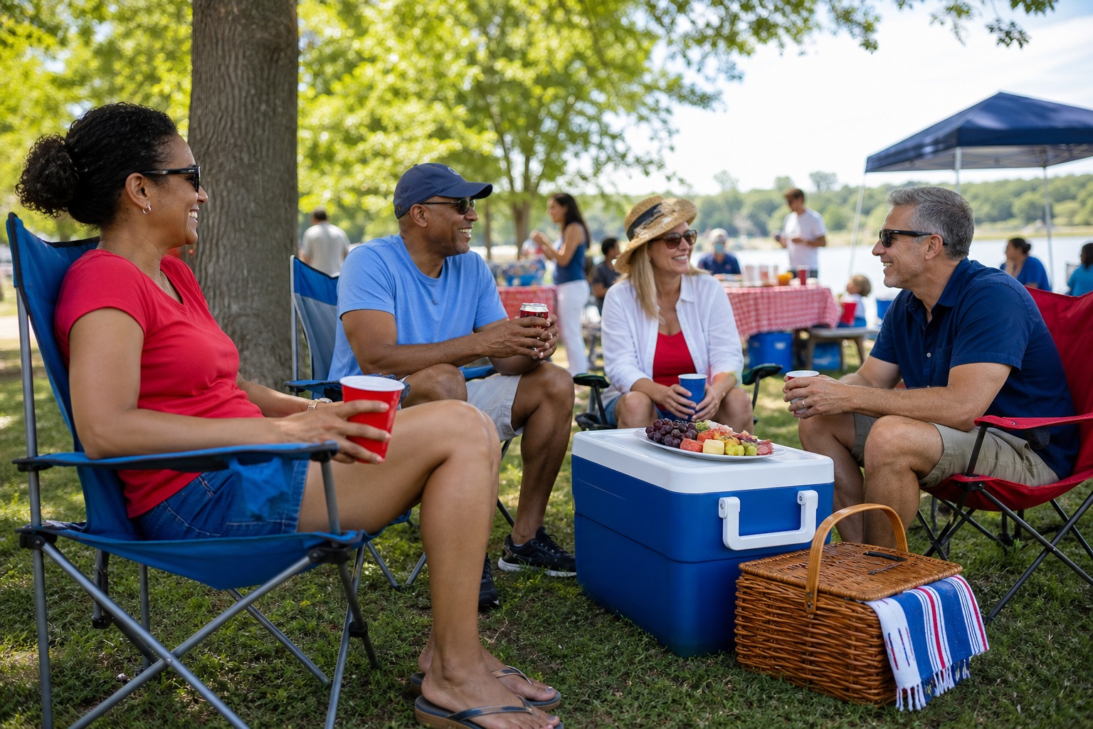 Preview for Fourth Of July Picnic Background With Friends