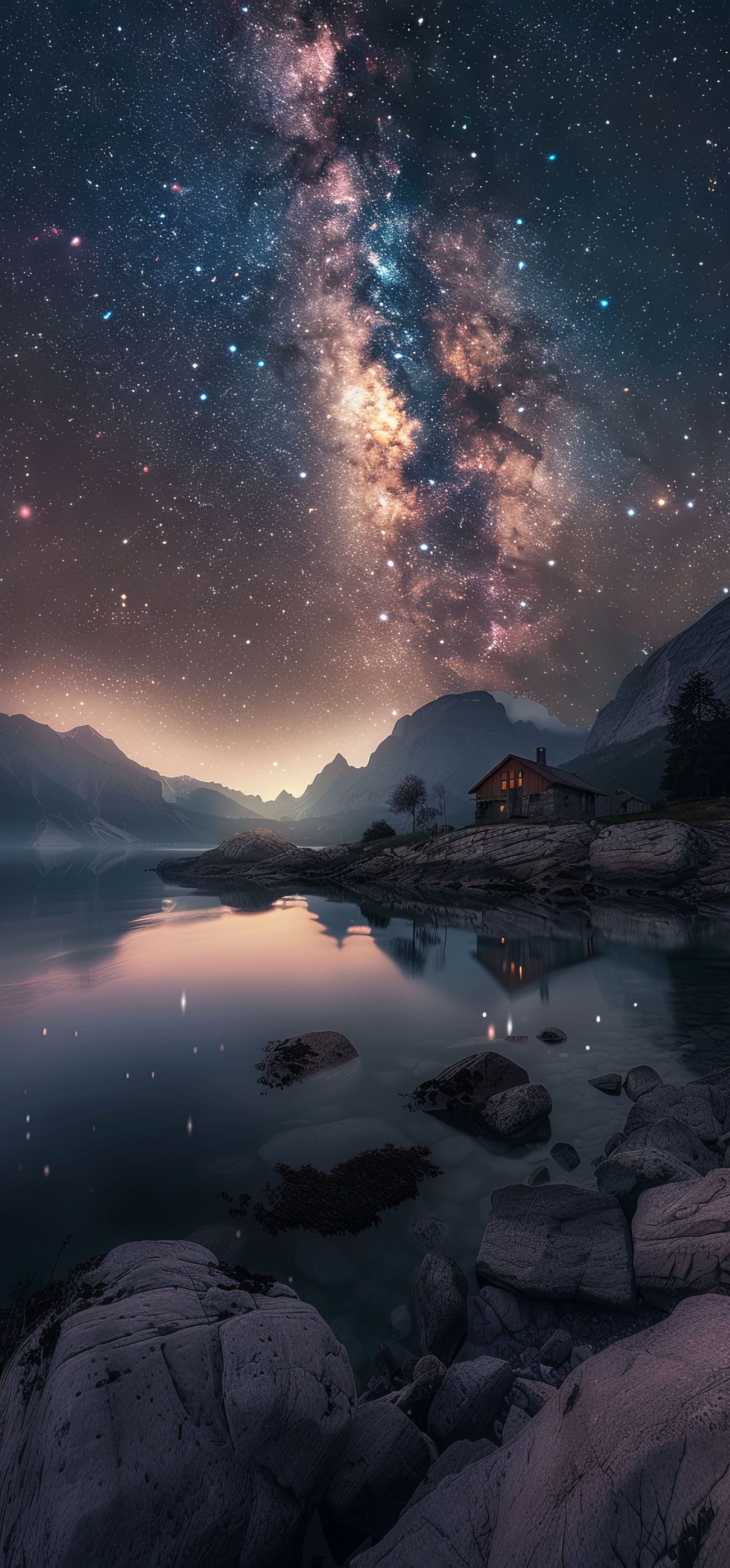 Preview for Serene-night-sky-mountain-lake-astrophotography-phone-background-be3a2