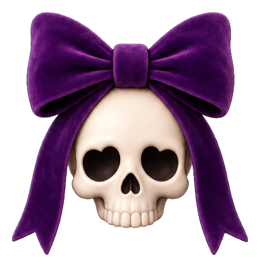 Preview for Skull With Purple Bow Sticker