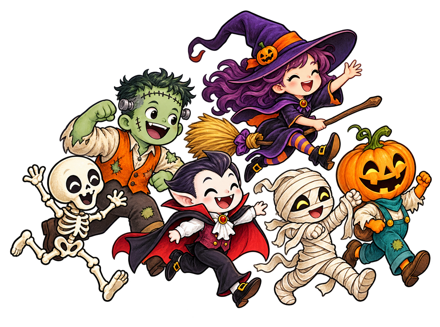 Preview for Playful Halloween Costume Parade Cartoon Characters