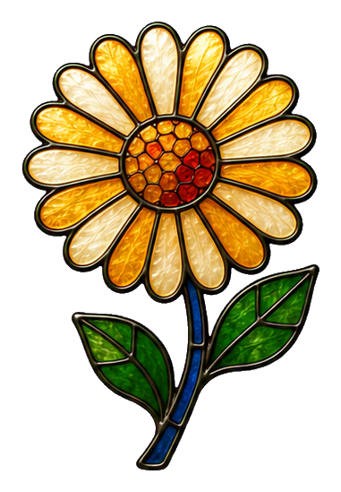Preview for Stained Glass Daisy Sprig Sticker