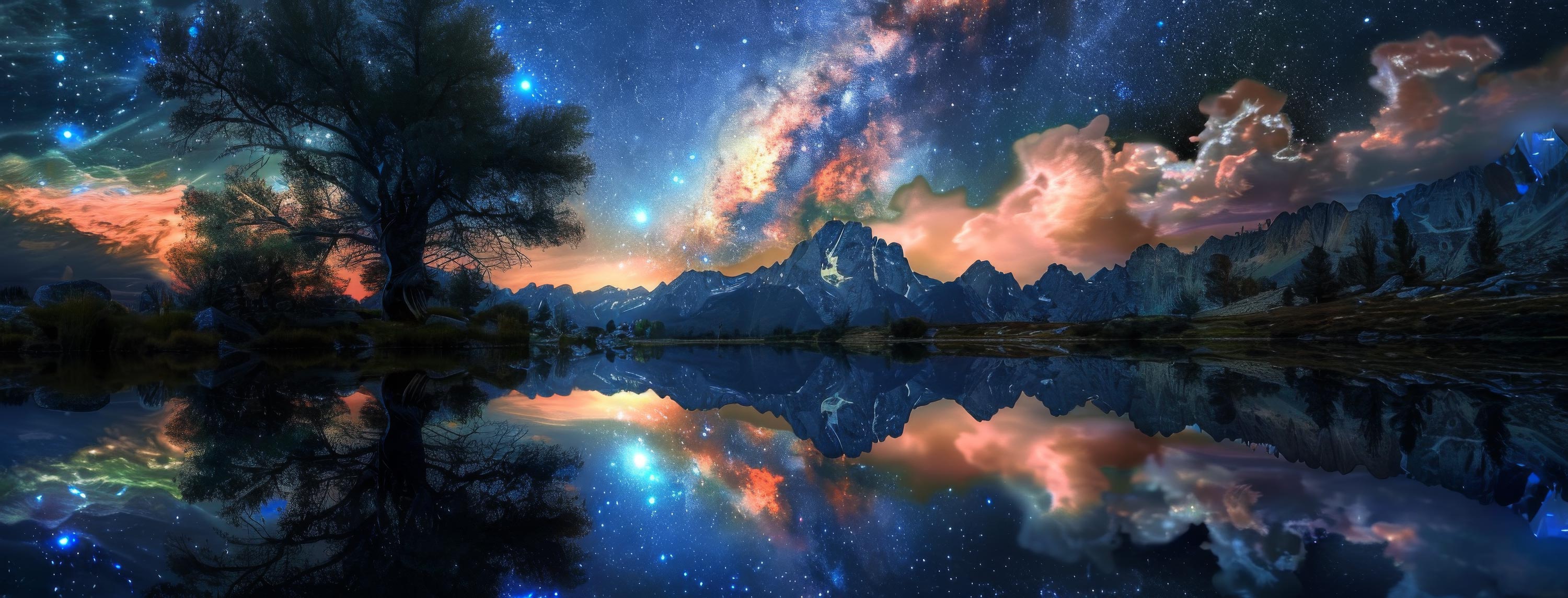 Preview for Serene-night-landscape-reflection-astrophotography-cover-backgro-f7b59