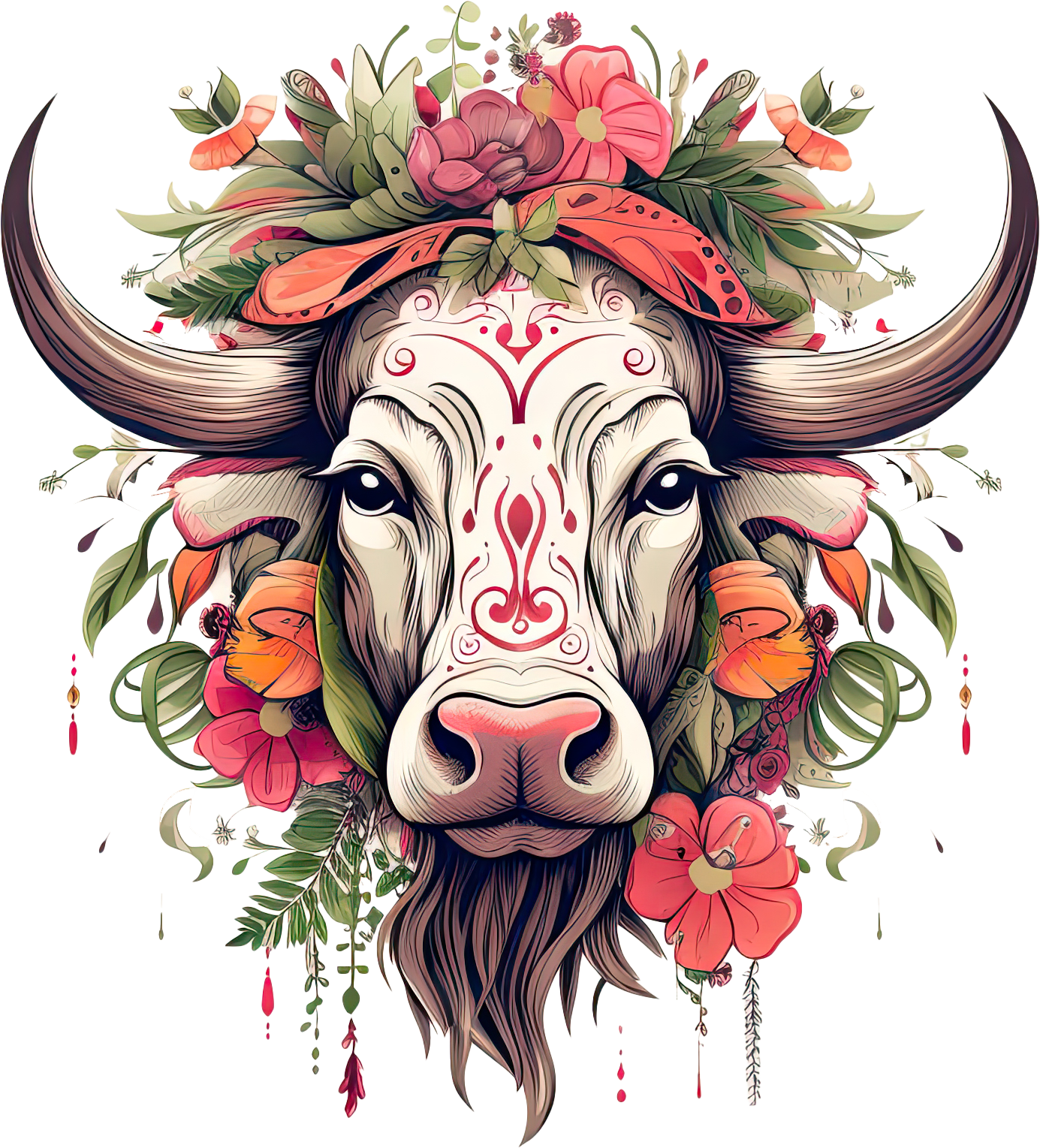 Preview for Floral-bull-illustration-logo-animal-sticker-b5362