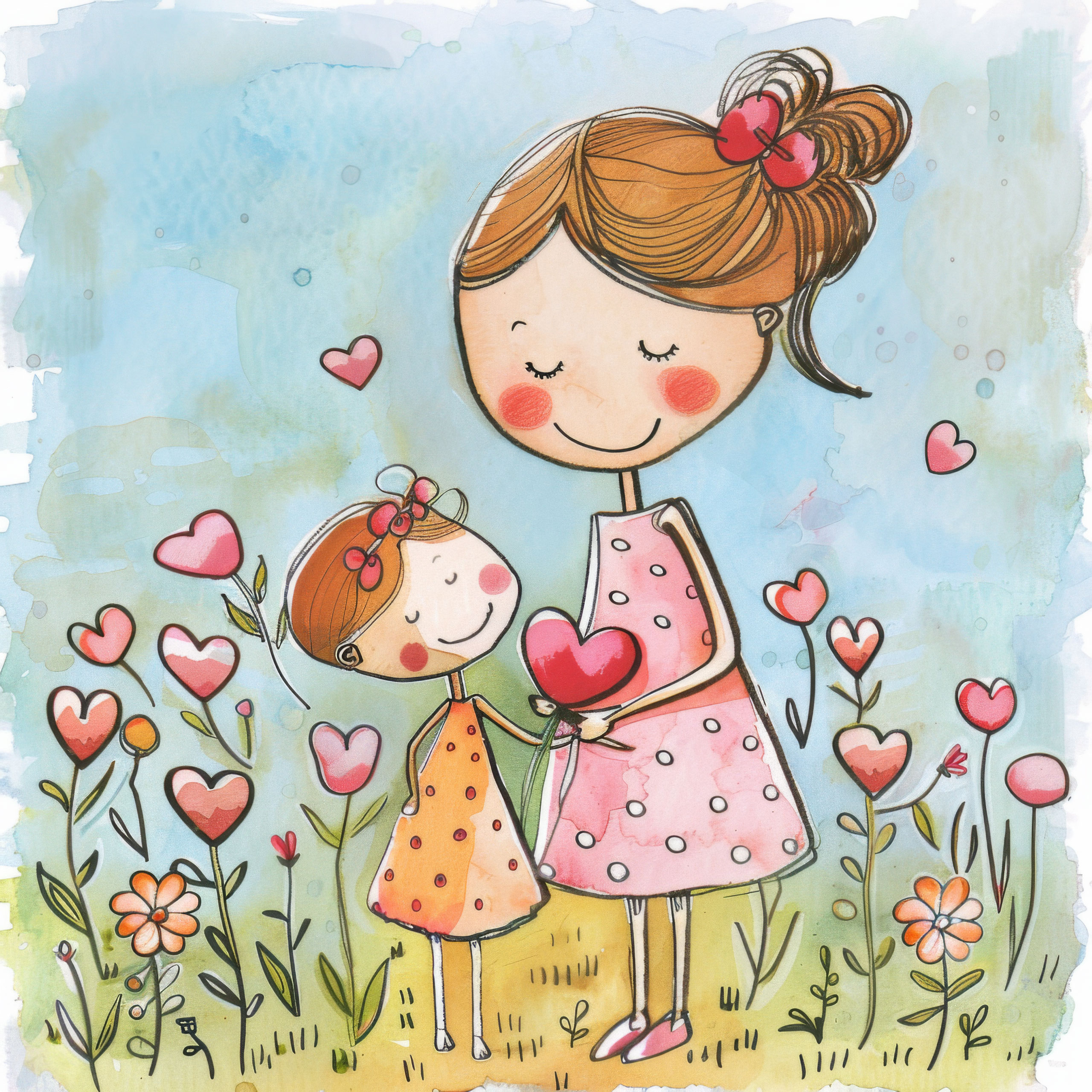 Preview for Mother-daughter-love-illustration-mothers-day-background-ae423