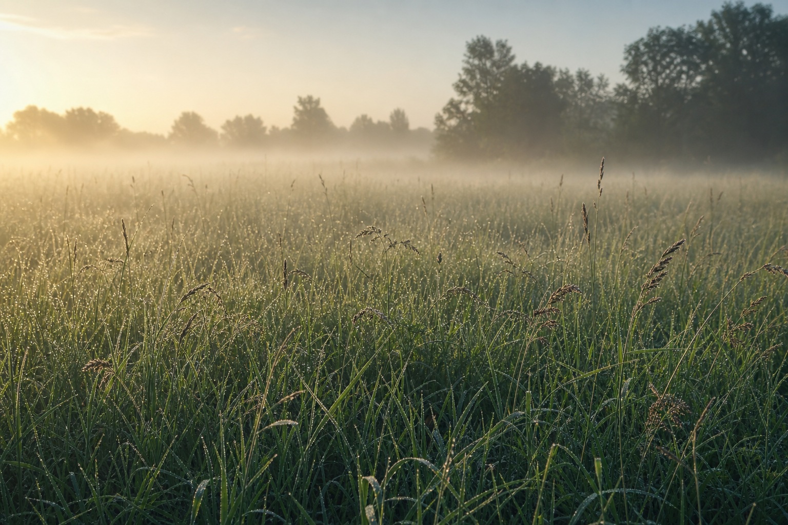 Preview for Foggy Meadow Background For Calm Morning Scenes