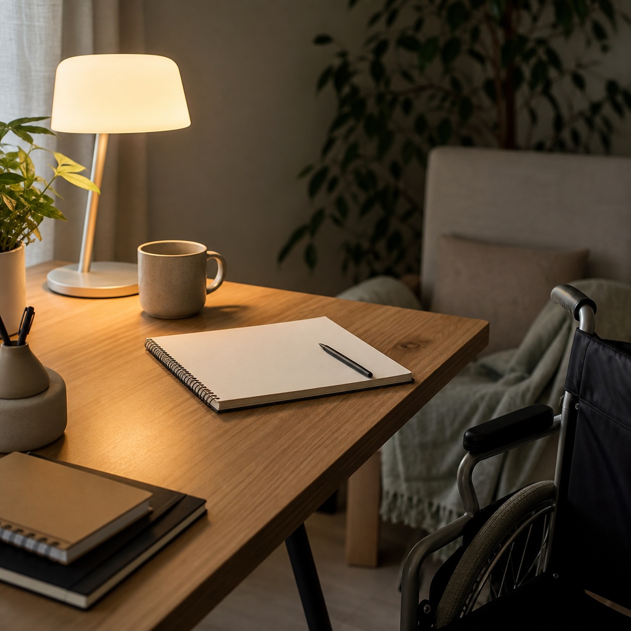 Preview for Accessible Work Background With Desk And Lamp