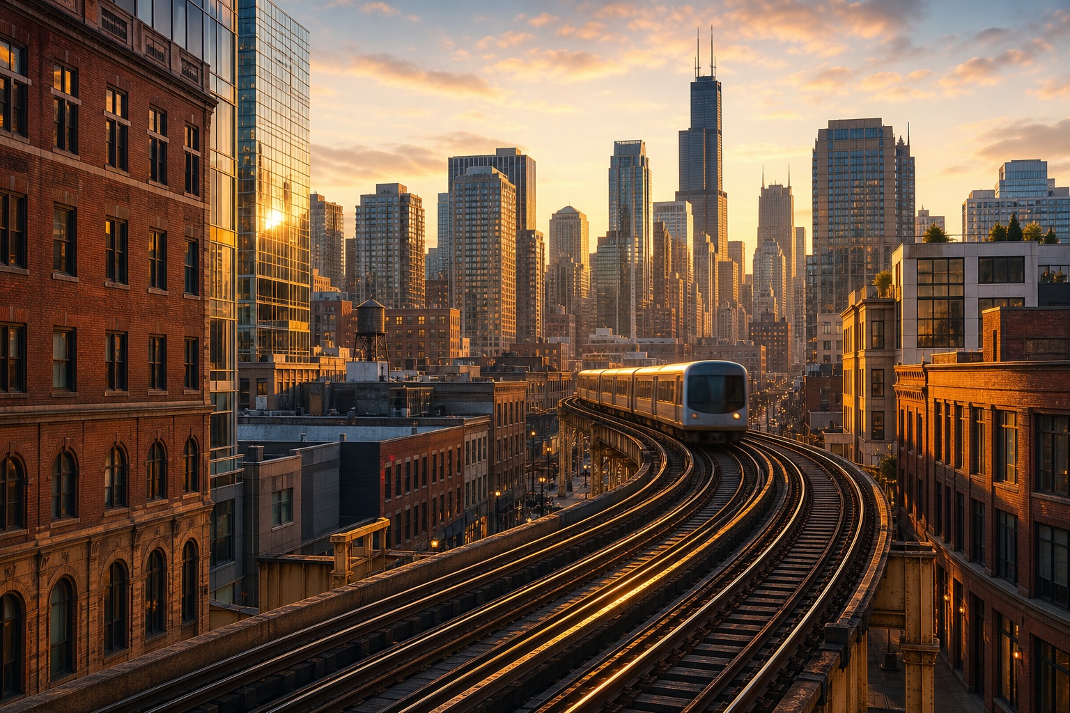 Preview for Golden Hour City Skyline Background