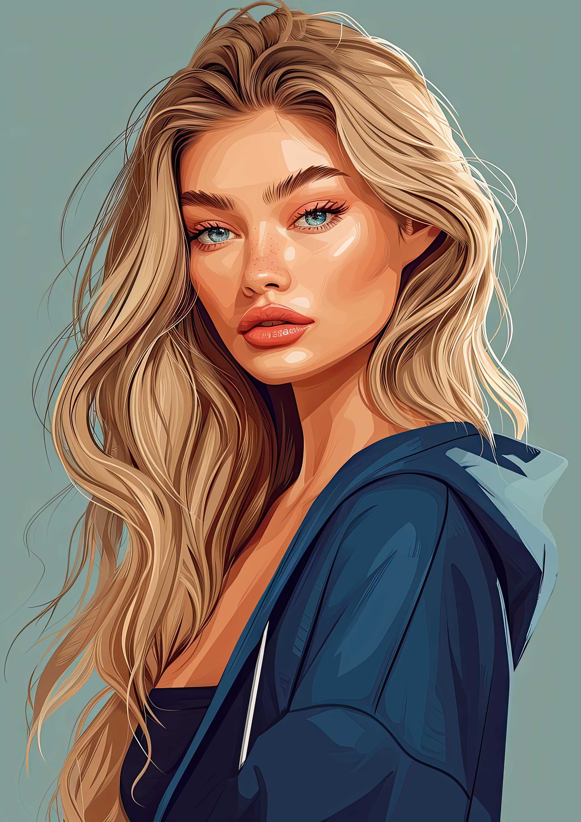 Preview for Blonde-woman-digital-portrait-celebrities-background-91589