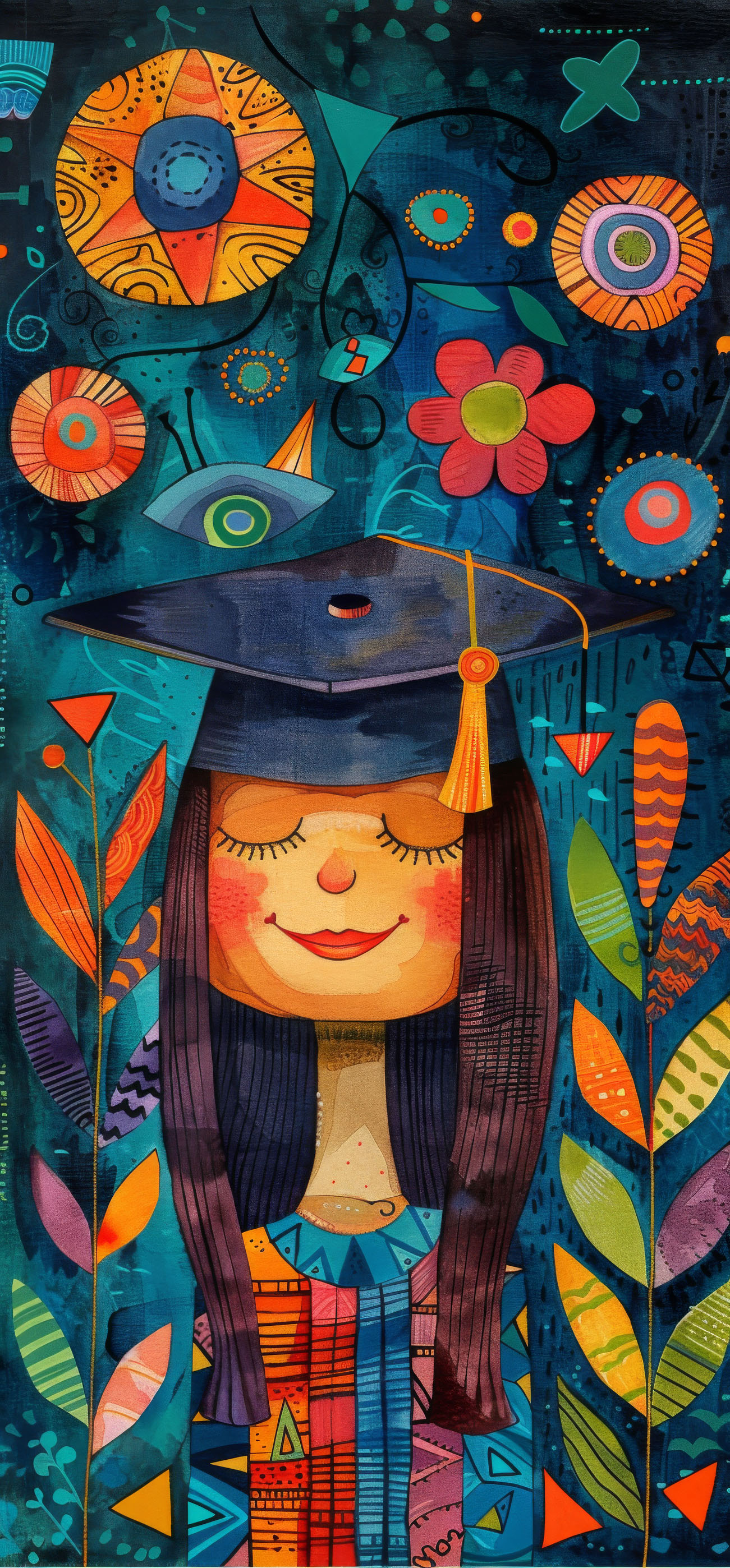 Preview for Graduation-floral-illustration-graduation-phone-background-bdfcc