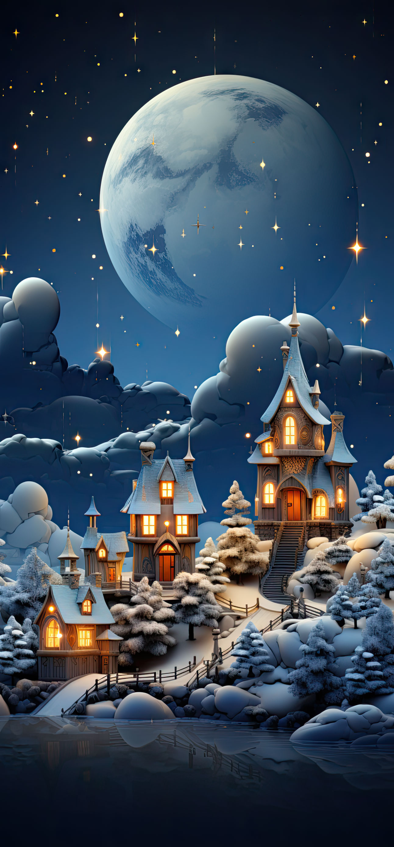 Preview for Winter-village-moonlight-christmas-phone-background-f05c6
