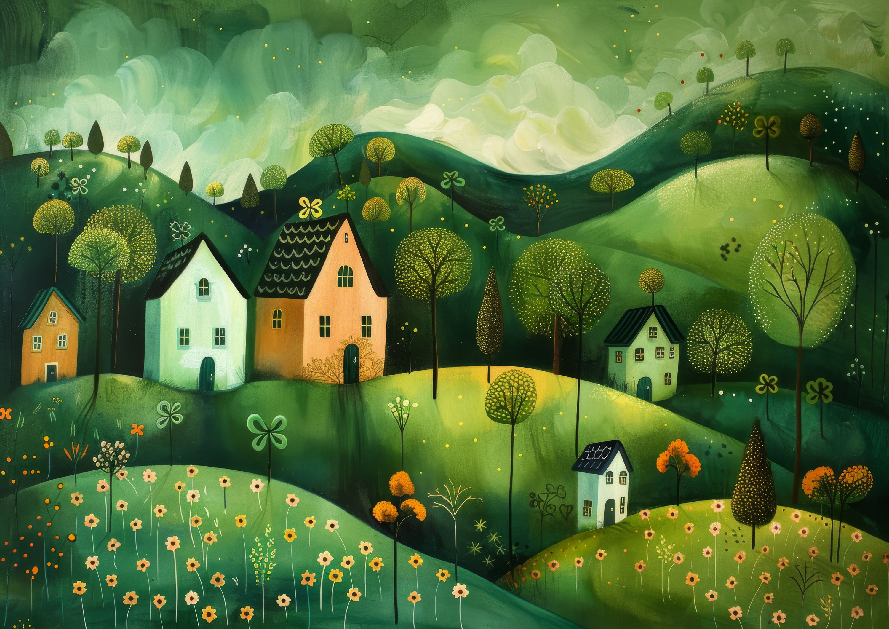 Preview for Whimsical-village-landscape-art-st-patricks-background-8ee5f