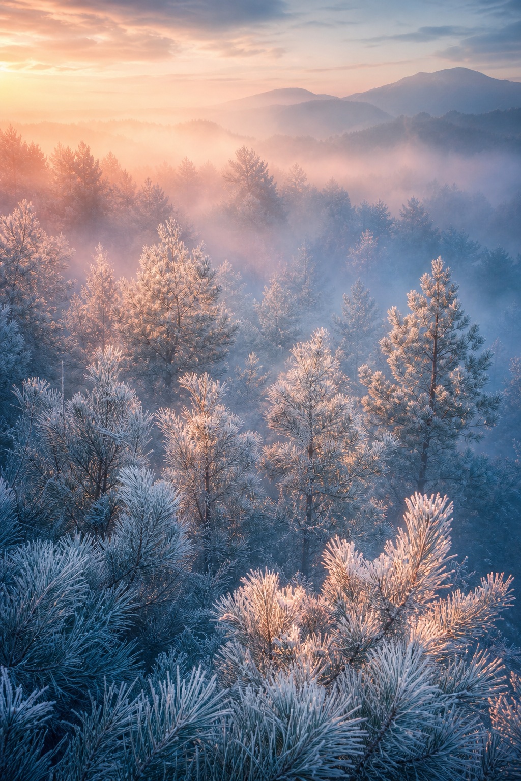 Preview for Winter Pine Forest Background