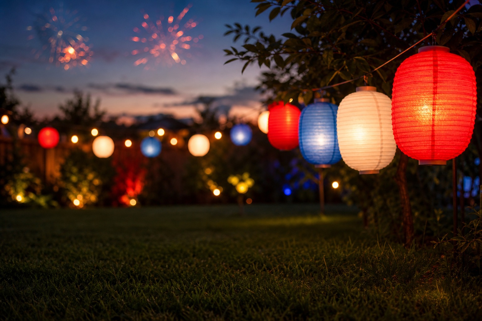Preview for Fourth Of July Lantern Backyard Background