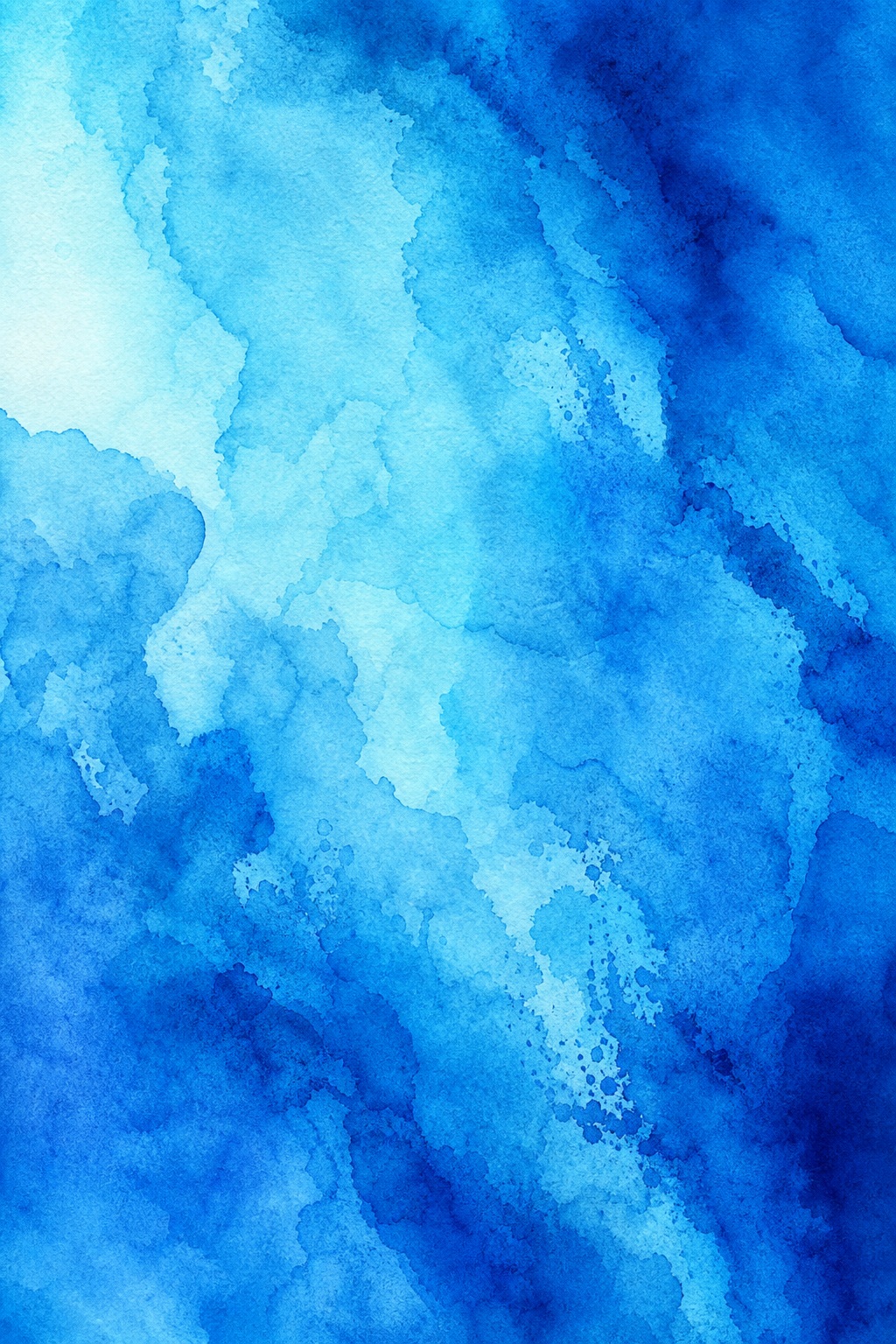 Vertical blue watercolor texture with soft abstract paint washes and layered blue tones