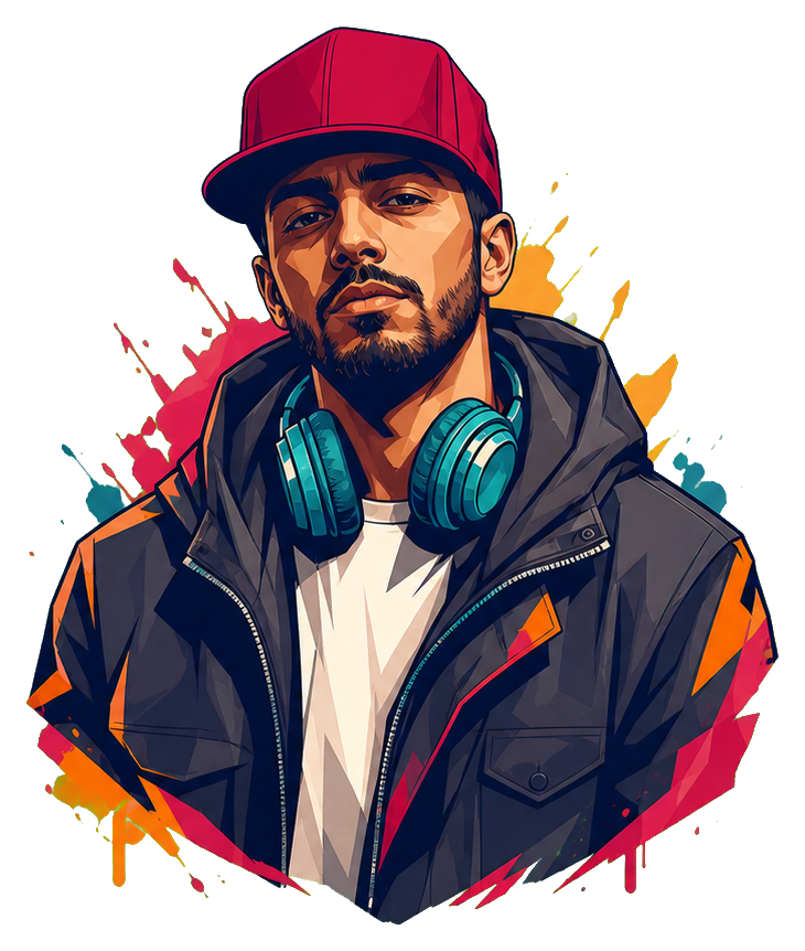 Preview for Crimson Cap Hip Hop Portrait Sticker